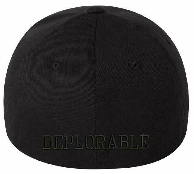 MAGA Hat Flex Fit Black hat Make America Great with Deplorable on back