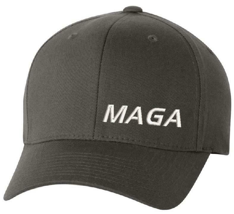 Make America Great Again Hat Flex Fit with Lower Side MAGA and flag on the back