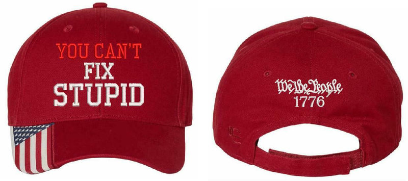 You Can't Fix Stupid We the People Embroidered Adjustable USA300 Hat & Back