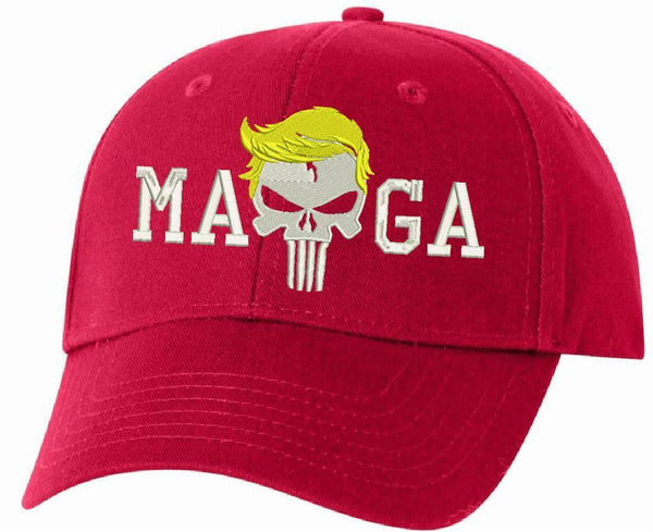 Trump Hat Punisher MAGA Embroidered Hat w/ DEPLORABLE on back / Flex Fit or Adj.