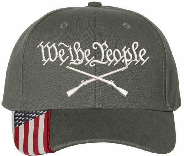 We The People Embroidered Hat 2nd Amendment USA300 Outdoor Cap w/Flag Brim