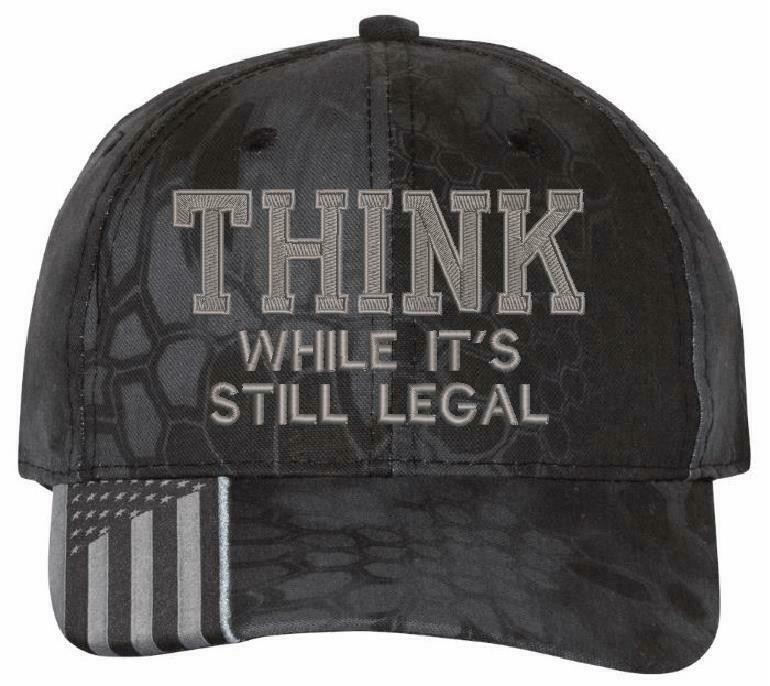 Think While It's still legal embroidered hat -USA300 Adjustable hat w/ flag brim