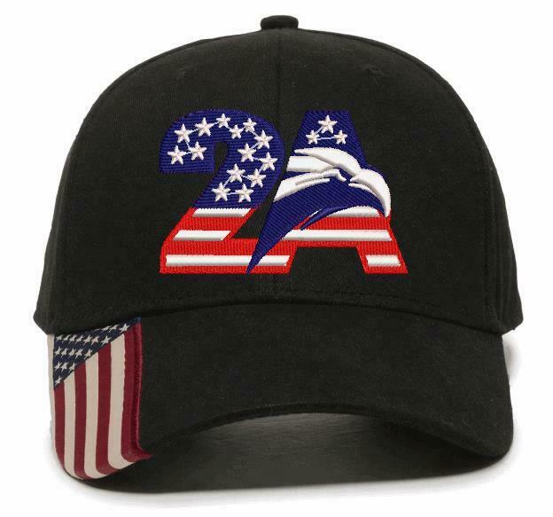 2nd Amendment Hat Embroidered USA/2A Design - Adjustable USA300 Hat Flag Brim