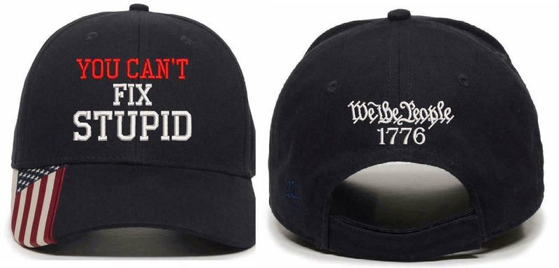 You Can't Fix Stupid We the People Embroidered Adjustable USA300 Hat & Back