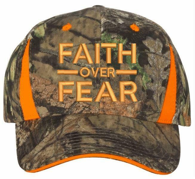 Faith Over Fear Embroidered CWF305 Mossy/Edge Adjustable Hat with Flag Brim