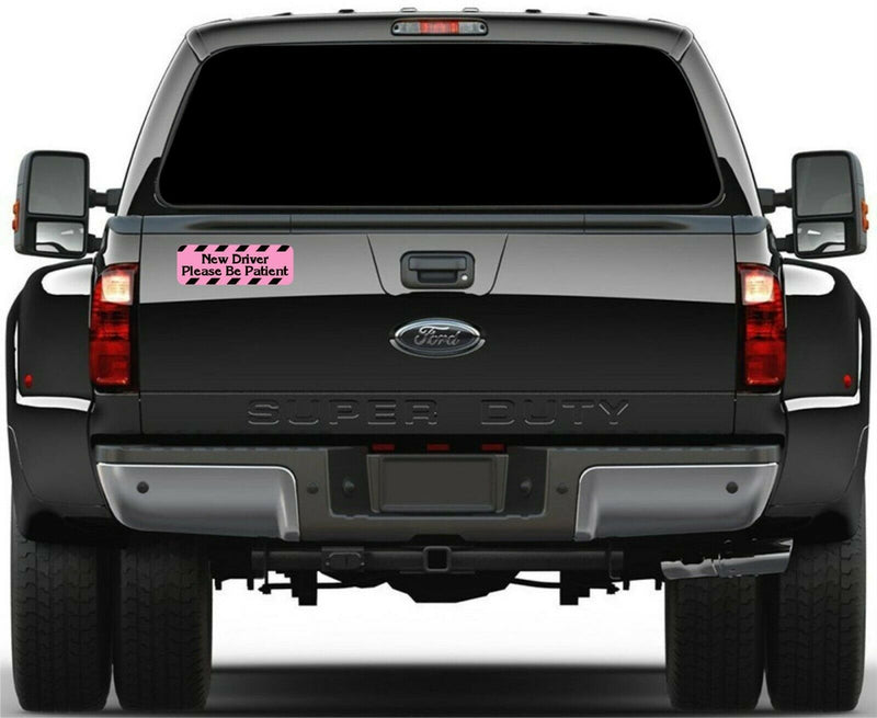 New Driver Please Be Patient Bumper Sticker Pink/Black 8.7" x 3" New Driver