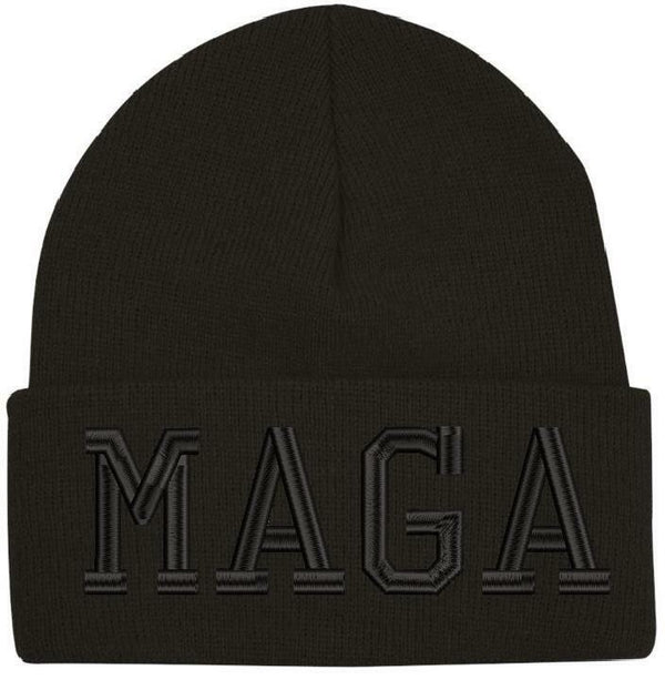 Donald Trump MAGA BLACK ON BLACK Embroidered Winter Hat Make America Great Again