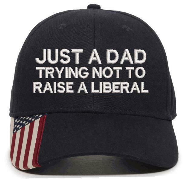 Anti Liberal Hat Just a Dad Trying not to raise a liberal USA300 Adjustable hat