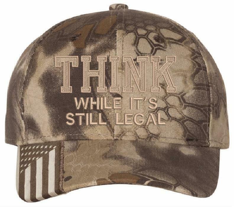 Think While It's still legal embroidered hat -USA300 Adjustable hat w/ flag brim