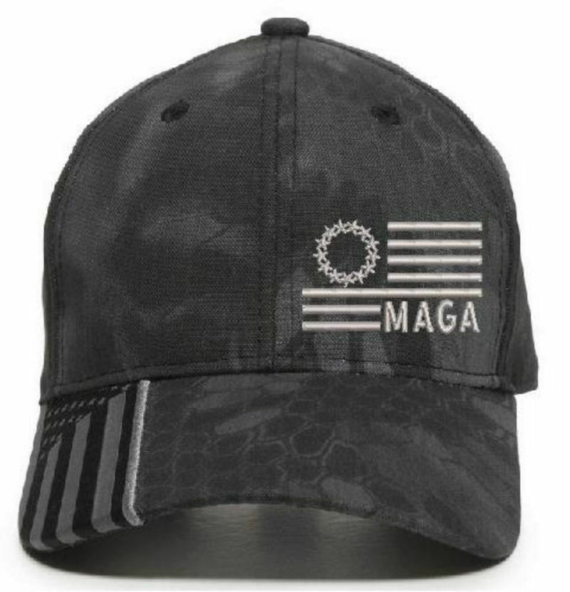 Donald Trump Hat Besty Ross SIDE Maga Flag Hat Kryptek Typhoon USA300 Flag Brim