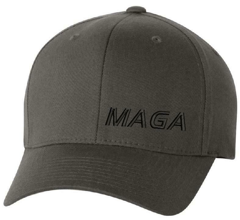 Make America Great Again Hat Flex Fit with Lower Side MAGA and flag on the back