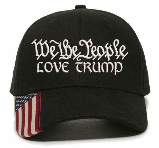 We The People "LOVE TRUMP" Embroidered Hat 2nd Amendment USA300 hat w/Flag Brim