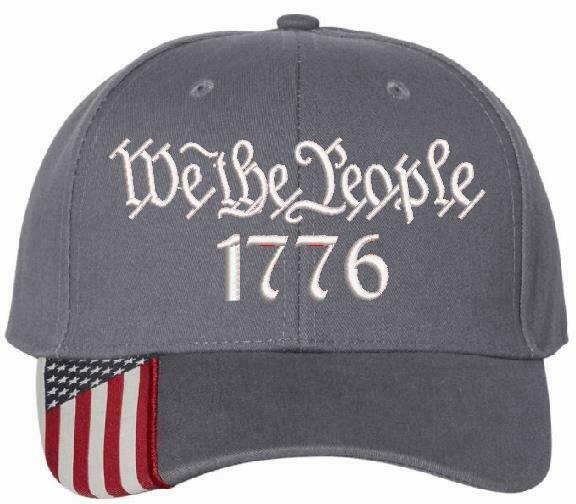 We The People 1776 Embroidered Hat 2nd Amendment USA300 Outdoor Cap w/Flag Brim