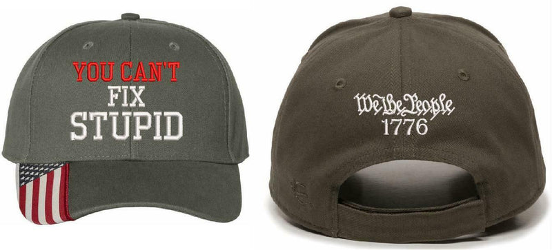 You Can't Fix Stupid We the People Embroidered Adjustable USA300 Hat & Back