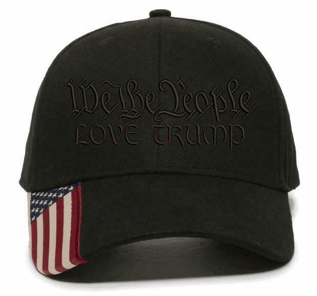 We The People "LOVE TRUMP" Embroidered Hat 2nd Amendment USA300 hat w/Flag Brim