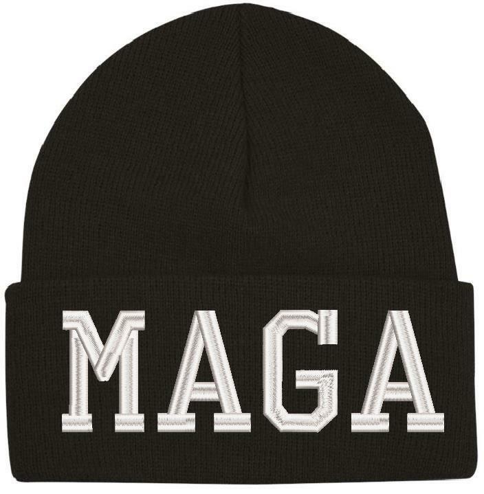 Donald Trump MAGA BLACK ON BLACK Embroidered Winter Hat Make America Great Again