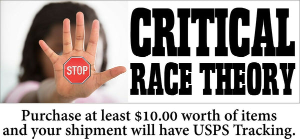 Stop Critical Race Theory Bumper Sticker - 8.6" x 3" Automotive Bumper Sticker