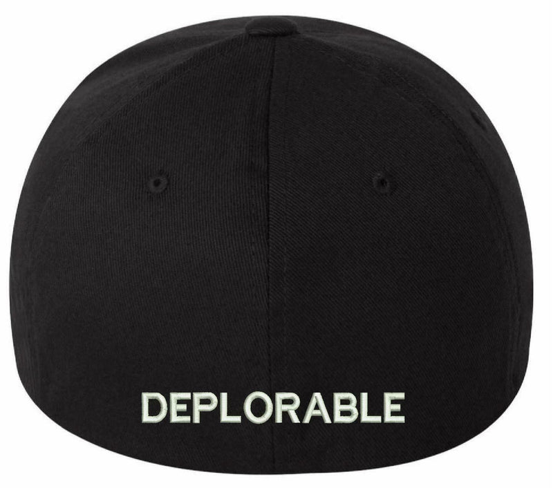 Trump Hat Punisher MAGA Embroidered Hat w/ DEPLORABLE on back / Flex Fit or Adj.