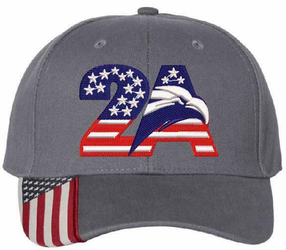 2nd Amendment Hat Embroidered USA/2A Design - Adjustable USA300 Hat Flag Brim