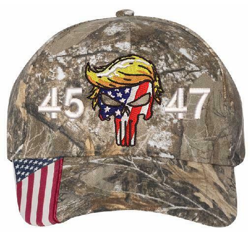 Trump Hat - Embroidered 45 47 Trump Punisher USA300 Adjustable Hat MAGA TRUMP