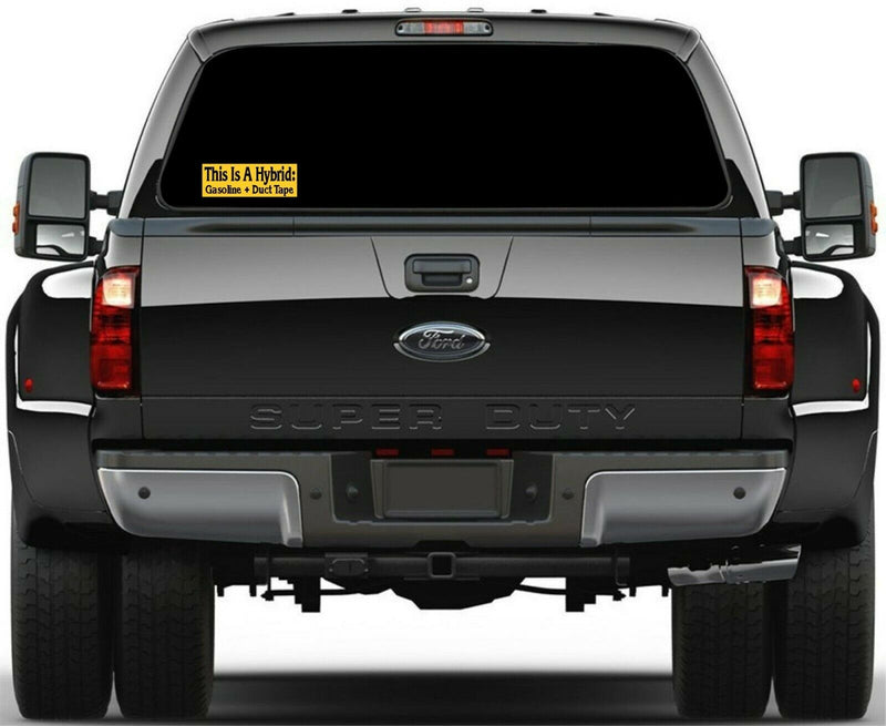 This is a Hybrid Gasoline Plus Duct Tape Vinyl Bumper Sticker 8.7" x 3" B3GOF