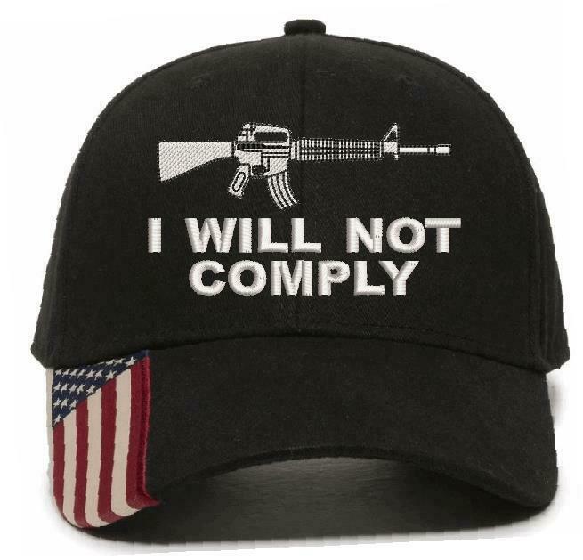 I WILL NOT COMPLY HAT with AK47 AR15 Gun Embroidered Adjustable Hat-Various Hats - Powercall Sirens LLC