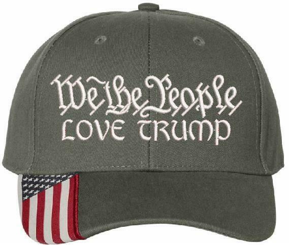 We The People "LOVE TRUMP" Embroidered Hat 2nd Amendment USA300 hat w/Flag Brim