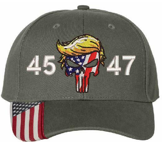 Trump Hat - Embroidered 45 47 Trump Punisher USA300 Adjustable Hat MAGA TRUMP