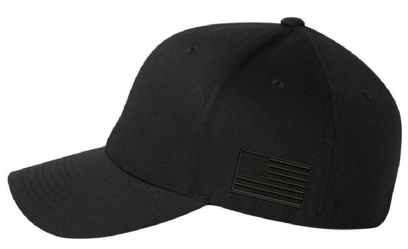 Great Again MAGA Flex fit or Adjustable Blackout Hat with side Flag