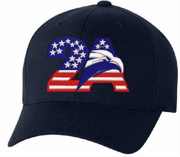 2nd Amendment 2A Eagle Embroidered Flex Fit Hat - Various Color/Size Choices