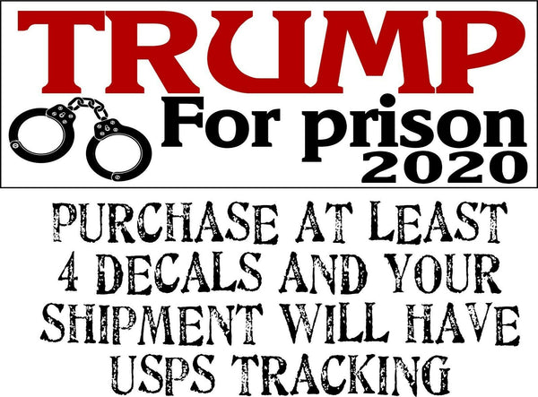 TRUMP FOR PRISON Bumper Sticker 8.7" X 3" Sticker Exterior Bumper/Window Decal