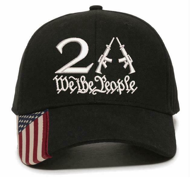 We the People 2nd Amendment 2A Embroidered Adjustable Hat w/ Flag Brim or Orange