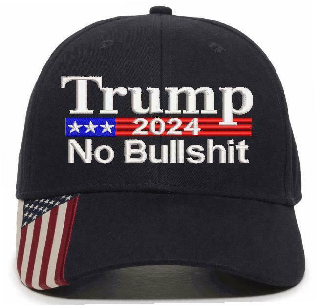 Trump 2024 No Bullsh*t Embroidered Hat - USA300 Adjustable Hat - Var. Colors