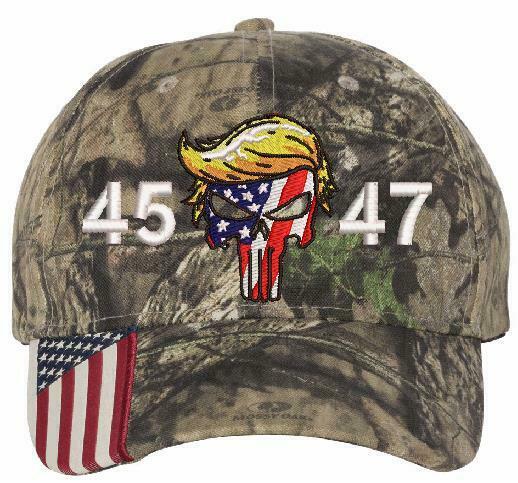 Trump Hat - Embroidered 45 47 Trump Punisher USA300 Adjustable Hat MAGA TRUMP