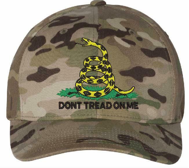 Don't Tread on Me Embroidered Flex fit or Adjustable Ball Cap - Various Options