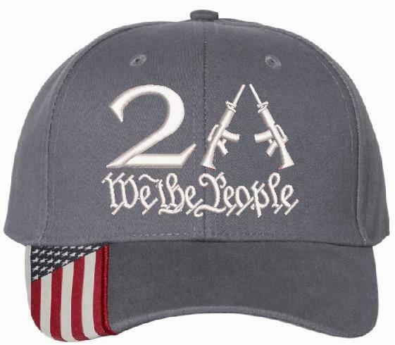 We the People 2nd Amendment 2A Embroidered Adjustable Hat w/ Flag Brim or Orange