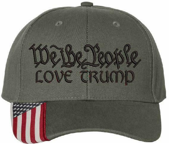 We The People "LOVE TRUMP" Embroidered Hat 2nd Amendment USA300 hat w/Flag Brim