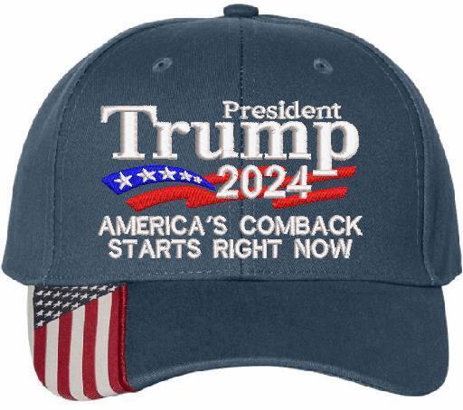 TRUMP 2024 Hat "America's comeback starts right now" Adjustable Embroidered Hat