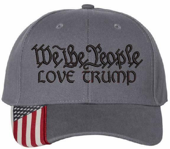 We The People "LOVE TRUMP" Embroidered Hat 2nd Amendment USA300 hat w/Flag Brim