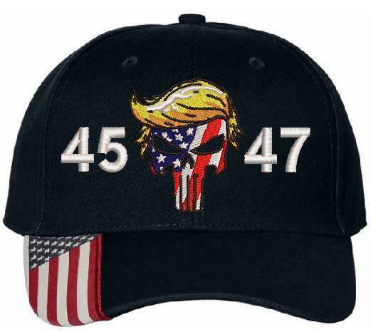 Trump Hat - Embroidered 45 47 Trump Punisher USA300 Adjustable Hat MAGA TRUMP